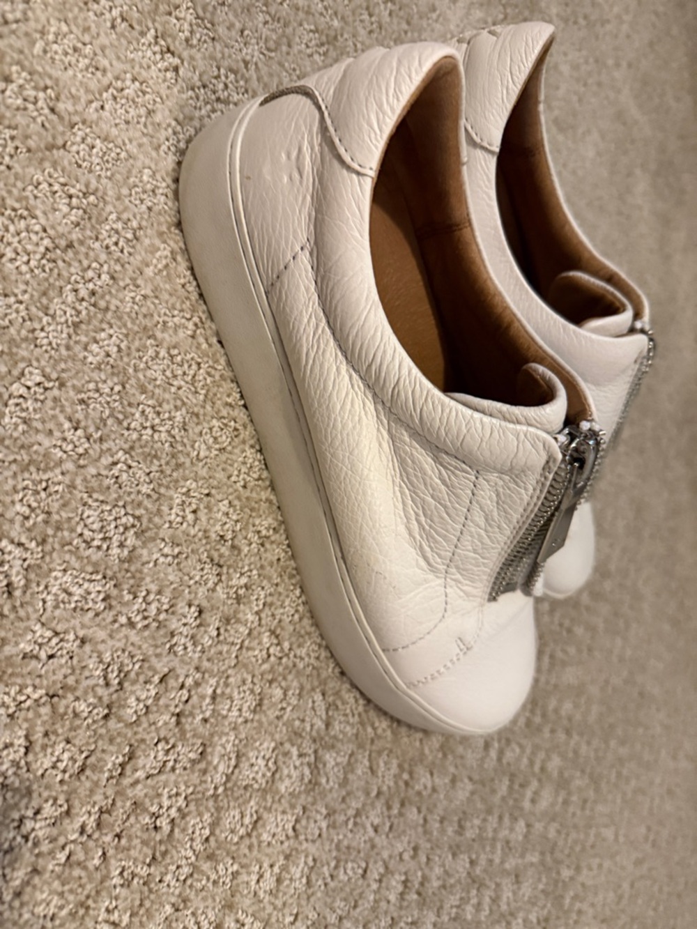 Frye White Leather Lena Zip Platform Sneaker - Picture 2 of 9